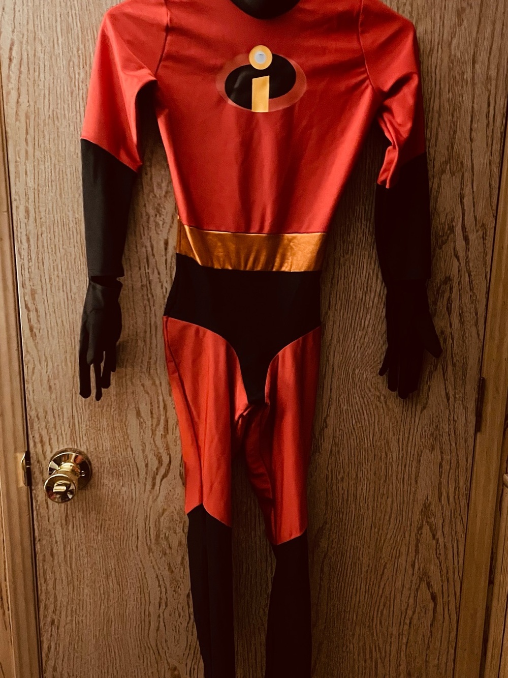 Kids Red Incredibles Costume with Gold Belt and Black Accents